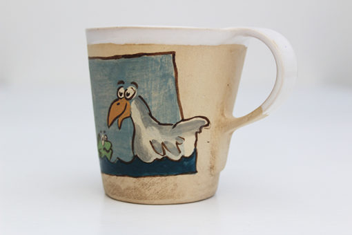 Keramikbecher Maja mit Ente und Frosch Motiv
